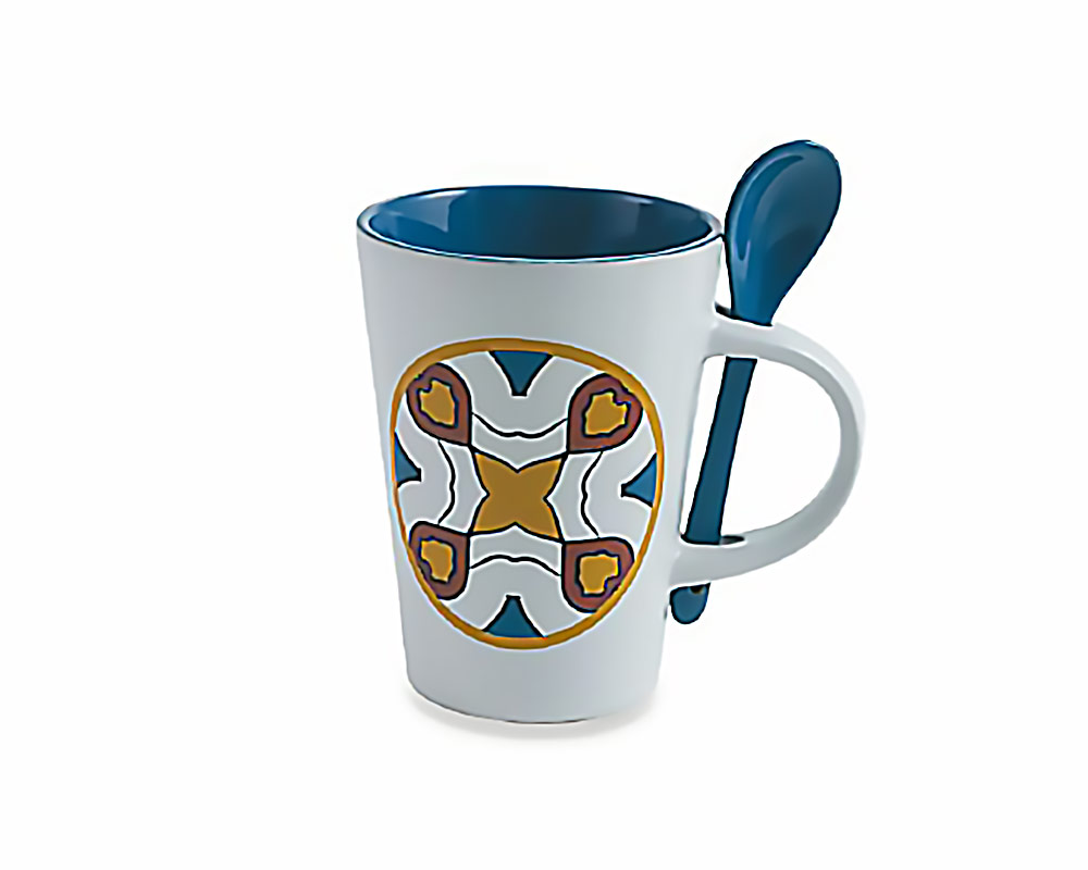 Tazza con Cucchiaino Cala Lisboa in Gres - immagine 6