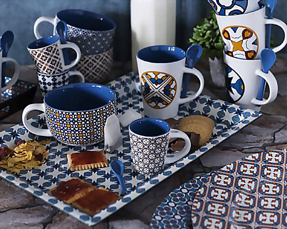 Tazza con Cucchiaino Cala Lisboa in Gres - immagine 2