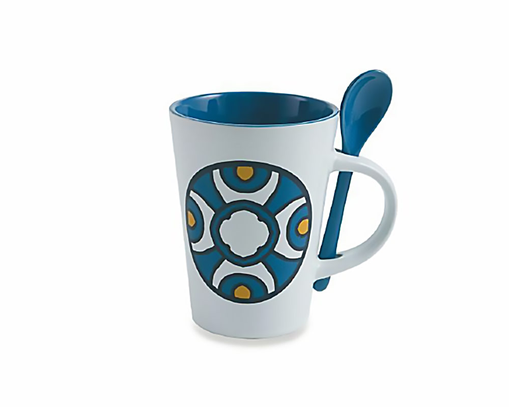 Tazza con Cucchiaino Cala Lisboa in Gres - immagine 3