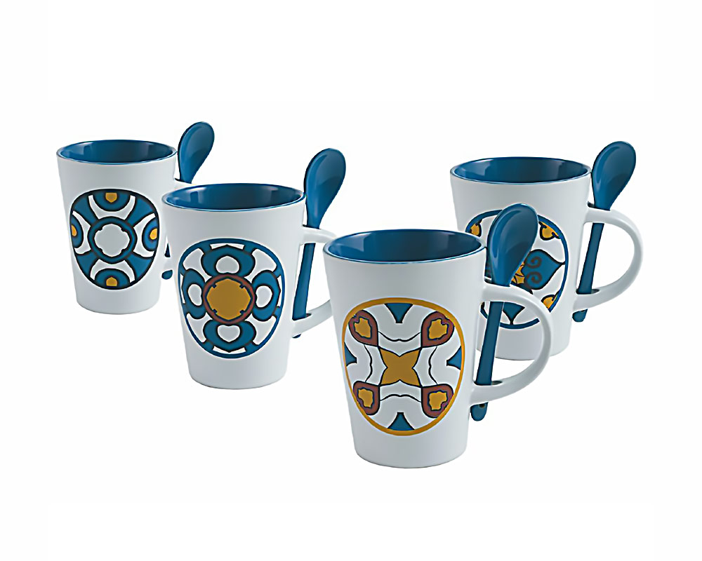 Tazza con Cucchiaino Cala Lisboa in Gres