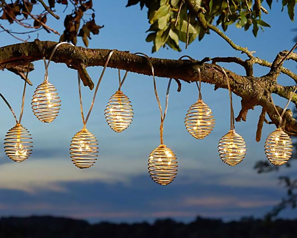 Catena 10 luci mini spirale ad energia solare luce calda bianca - immagine 2