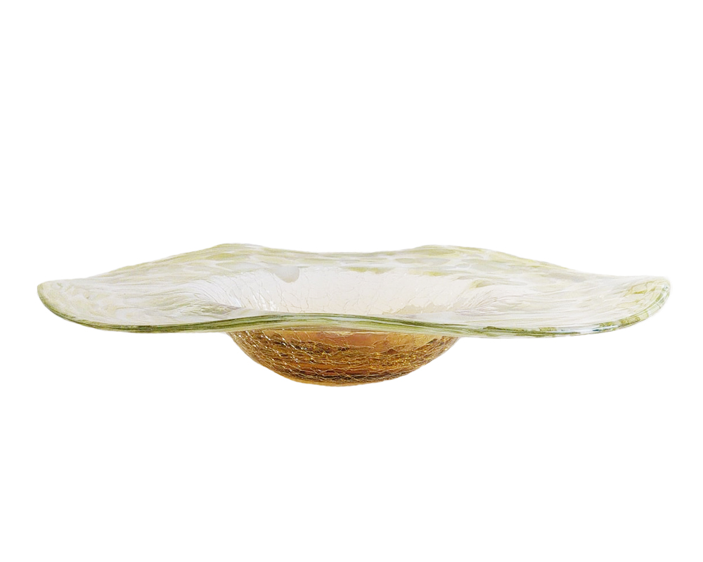 Centrotavola Ondulata Giallo e Verde in Vetro