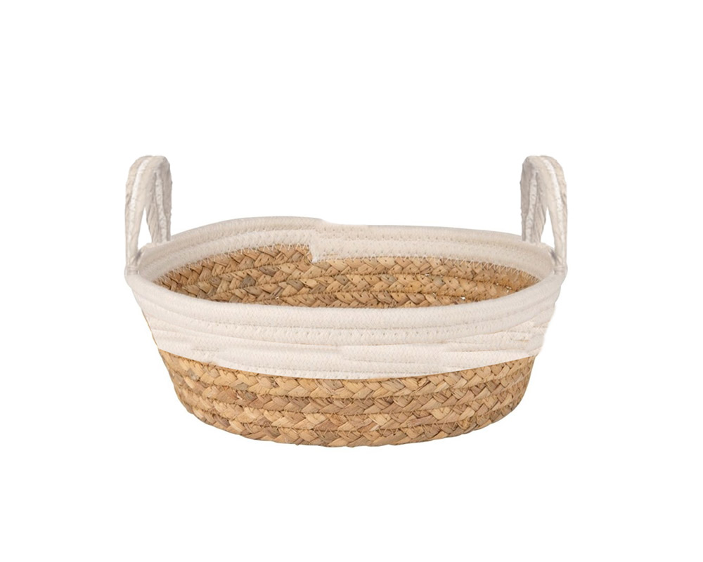 Cestino Ovale Small Bicolor in Fibra Naturale