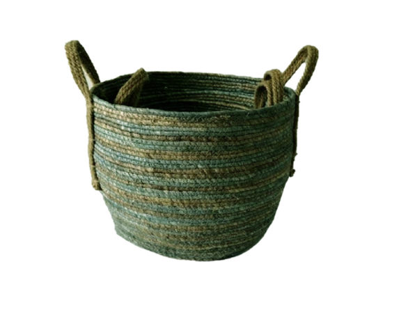 Cestino fiber large verde/marrone fibra naturale