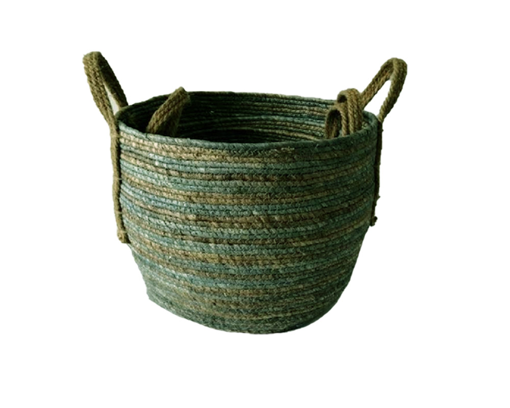 Cestino fiber large verde/marrone fibra naturale