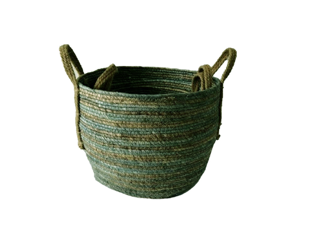 Cestino fiber medium verde/marrone fibra naturale