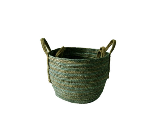 Cestino fiber small verde/marrone fibra naturale