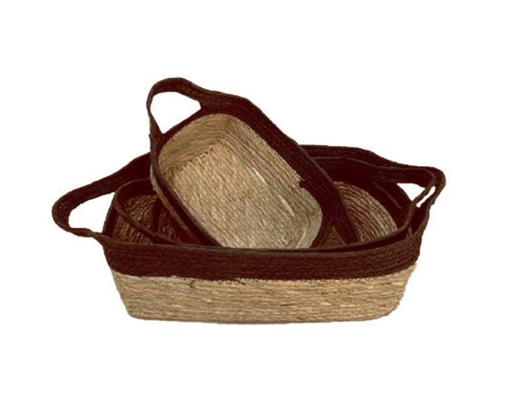 Cestino Rettangolare Large Bicolor in Fibra Naturale