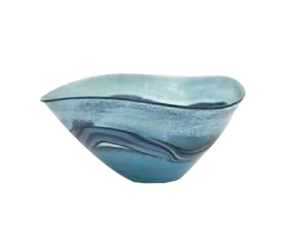 Ciotola ondulata vetro blu