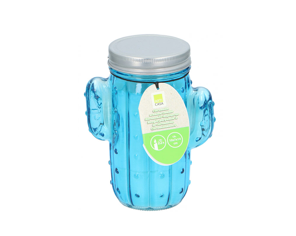 Candela alla Citronella con Vaso a forma di Cactus in Vetro - immagine 3
