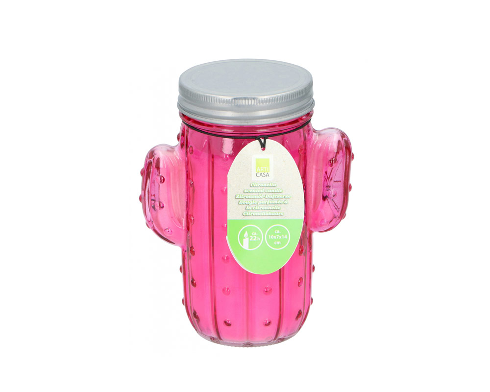 Candela alla Citronella con Vaso a forma di Cactus in Vetro - immagine 5