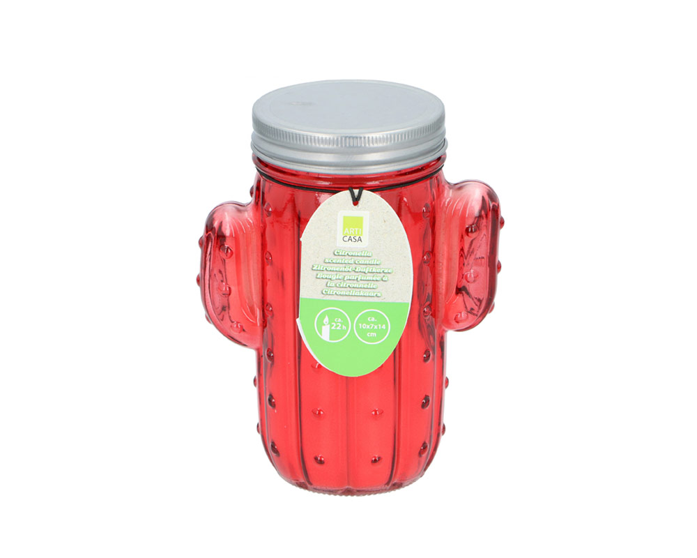 Candela alla Citronella con Vaso a forma di Cactus in Vetro - immagine 4