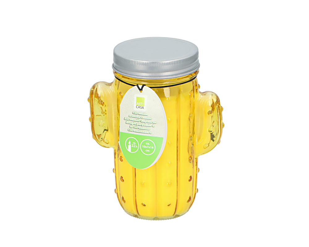 Candela alla Citronella con Vaso a forma di Cactus in Vetro - immagine 2
