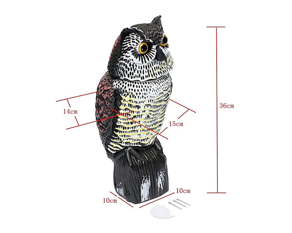 Gufo con Testa Girevole Spaventapasseri in Plastica - immagine 4