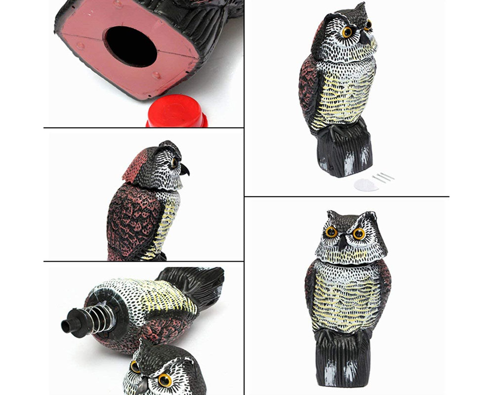 Gufo con Testa Girevole Spaventapasseri in Plastica - immagine 3