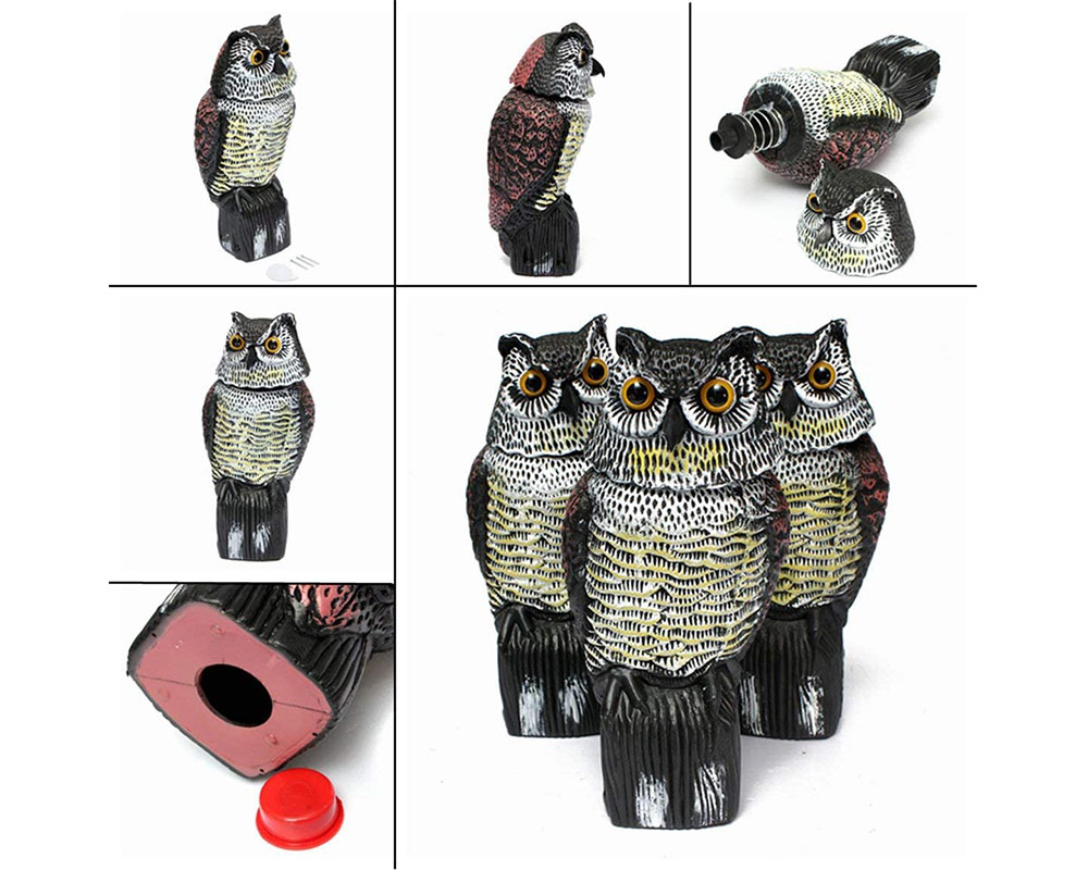 Gufo con Testa Girevole Spaventapasseri in Plastica - immagine 5