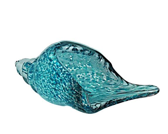 Figura conchiglia 22x10x9 celeste vetro