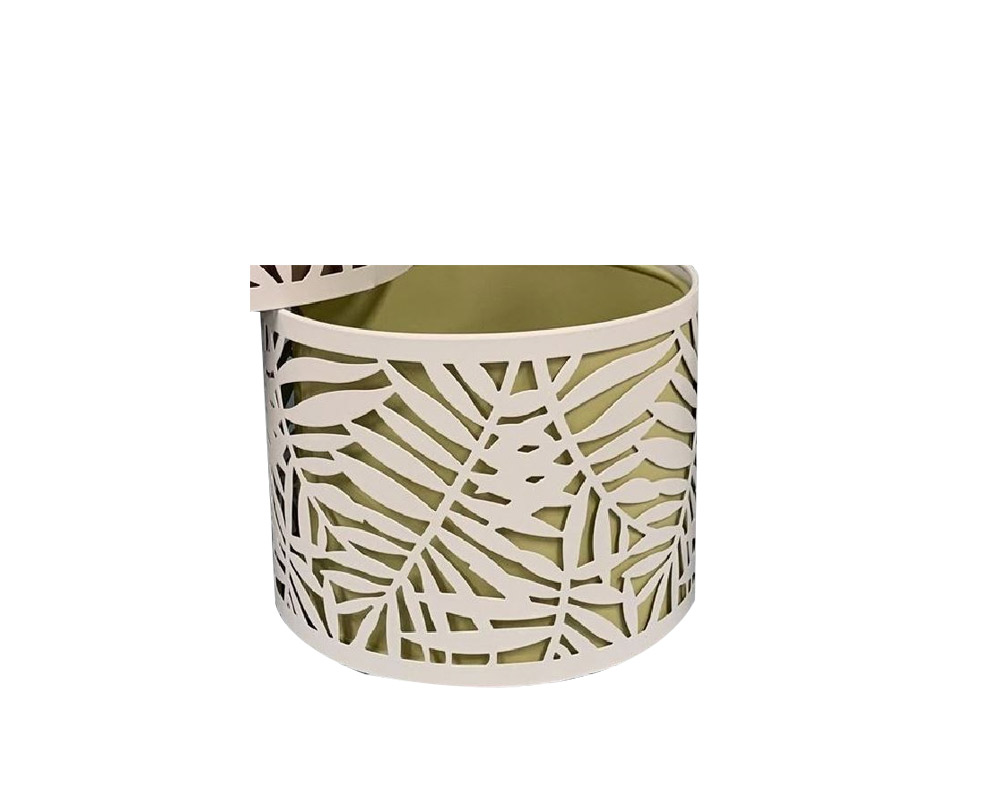 Coprivaso Foglie Small Bianco e Verde in Metallo