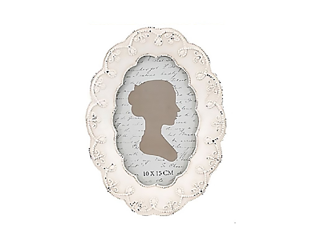 Cornice Ovale Pizzo 15x20 Bianco in Resina