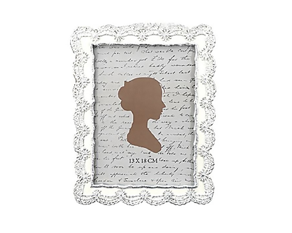 Cornice Pizzo 17x22 Bianco in Resina