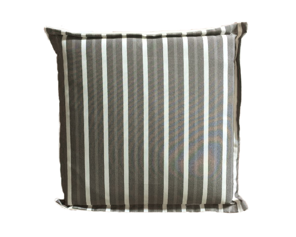 Cuscino da Seduta Motivo a Righe 43x43 Taupe e Bianco in Cotone