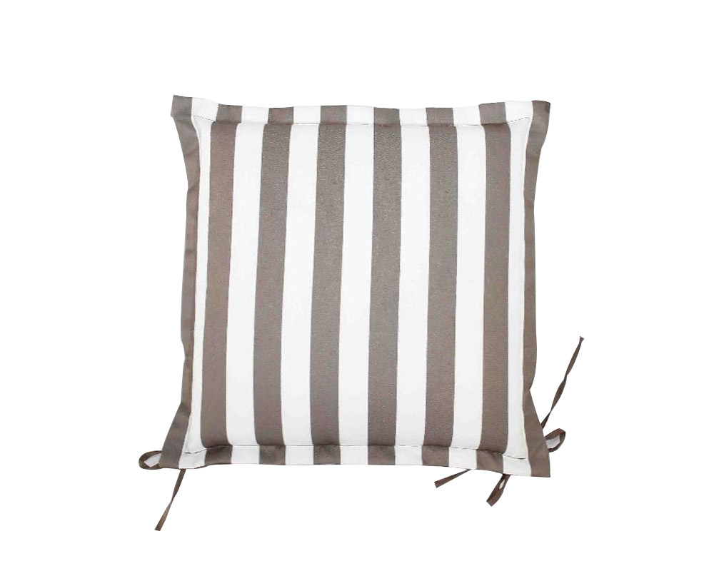 Cuscino da Seduta Motivo a Righe Bianco e Grigio in PVC