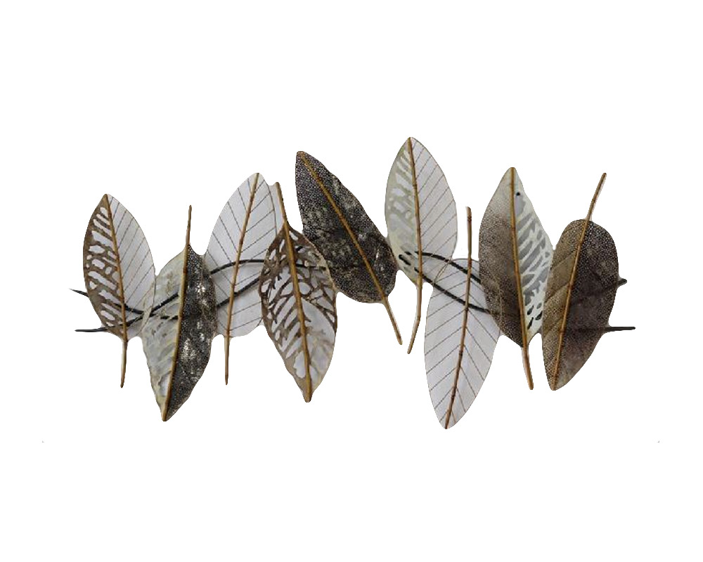 Decorazione foglie parete marrone 133x64 cm