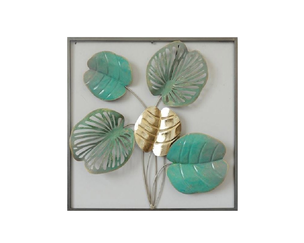 Decorazione foglie parete verde/oro