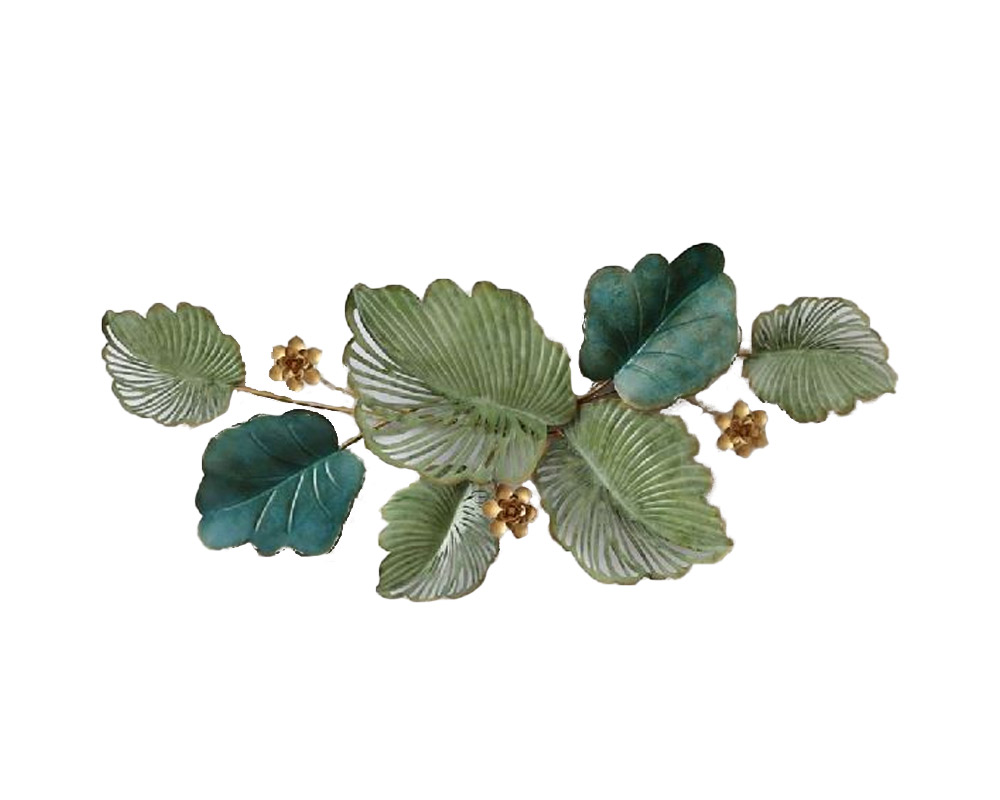 Decorazione foglie parete verde effetto spazzolato