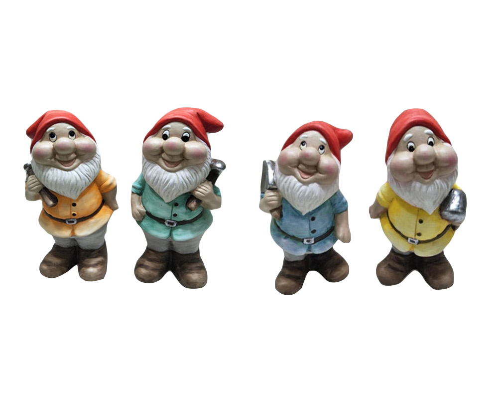 Statua Gnomo con Utensile Mix Color in Terracotta - immagine 5