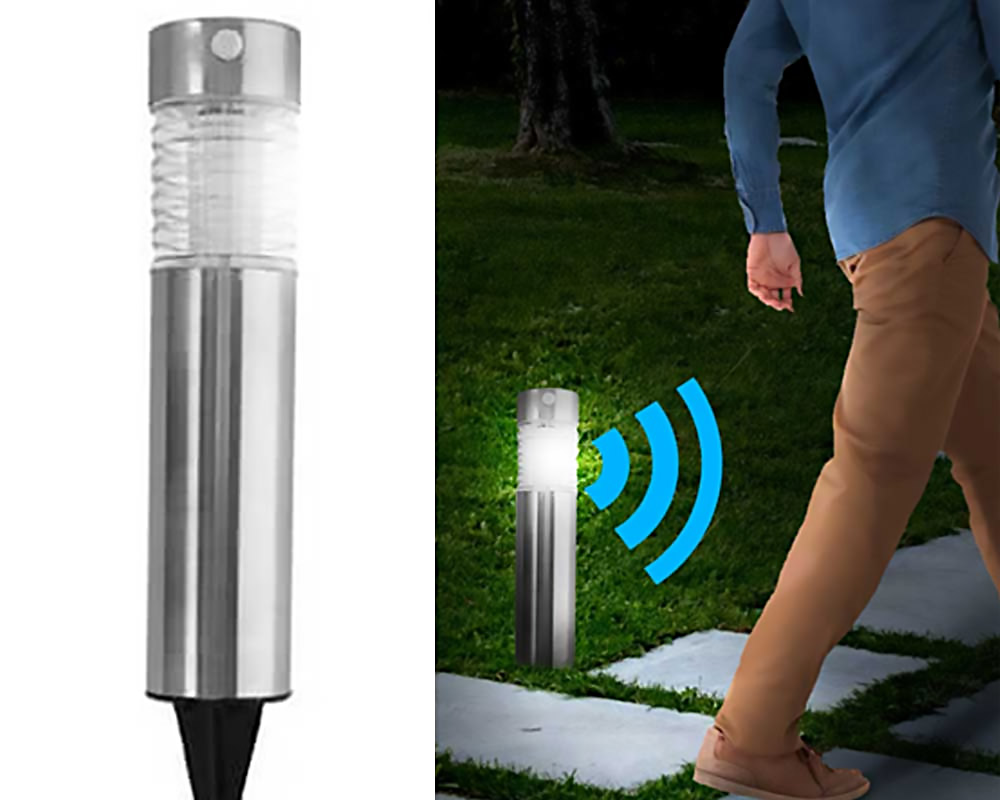 Paletto/Lampada ricarica solare LED c/sensore movimento da giardino - immagine 2