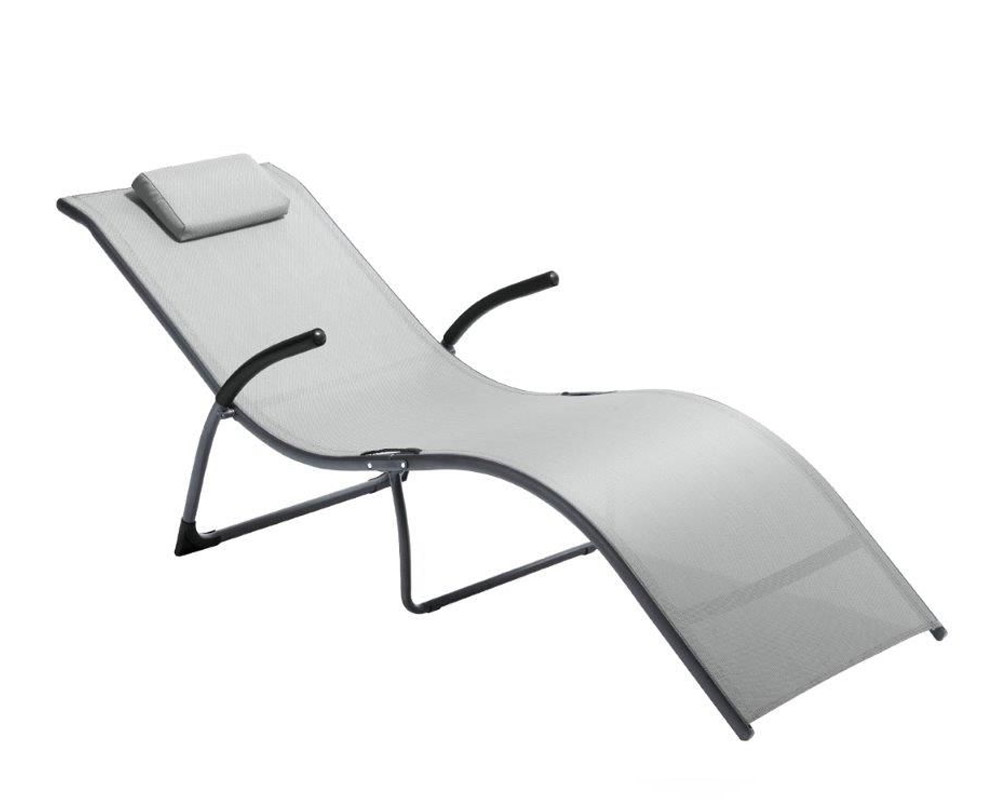 Lettino Flip Pieghevole Antracite e Grigio in Alluminio e Textilene