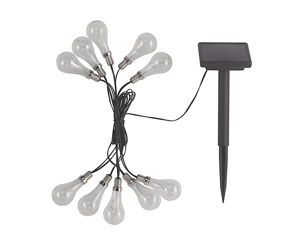 Catena 10 Lampadine Solari Luce Multicolor ad Energia Solare in Vetro