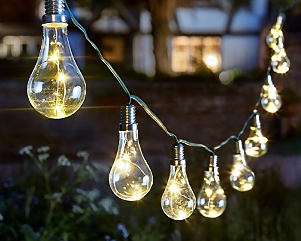 Catena 10 Lampadine Solari Luce Multicolor ad Energia Solare in Vetro - immagine 2