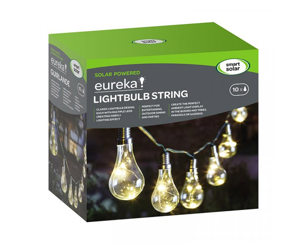 Catena 10 Lampadine Solari Luce Multicolor ad Energia Solare in Vetro - immagine 3