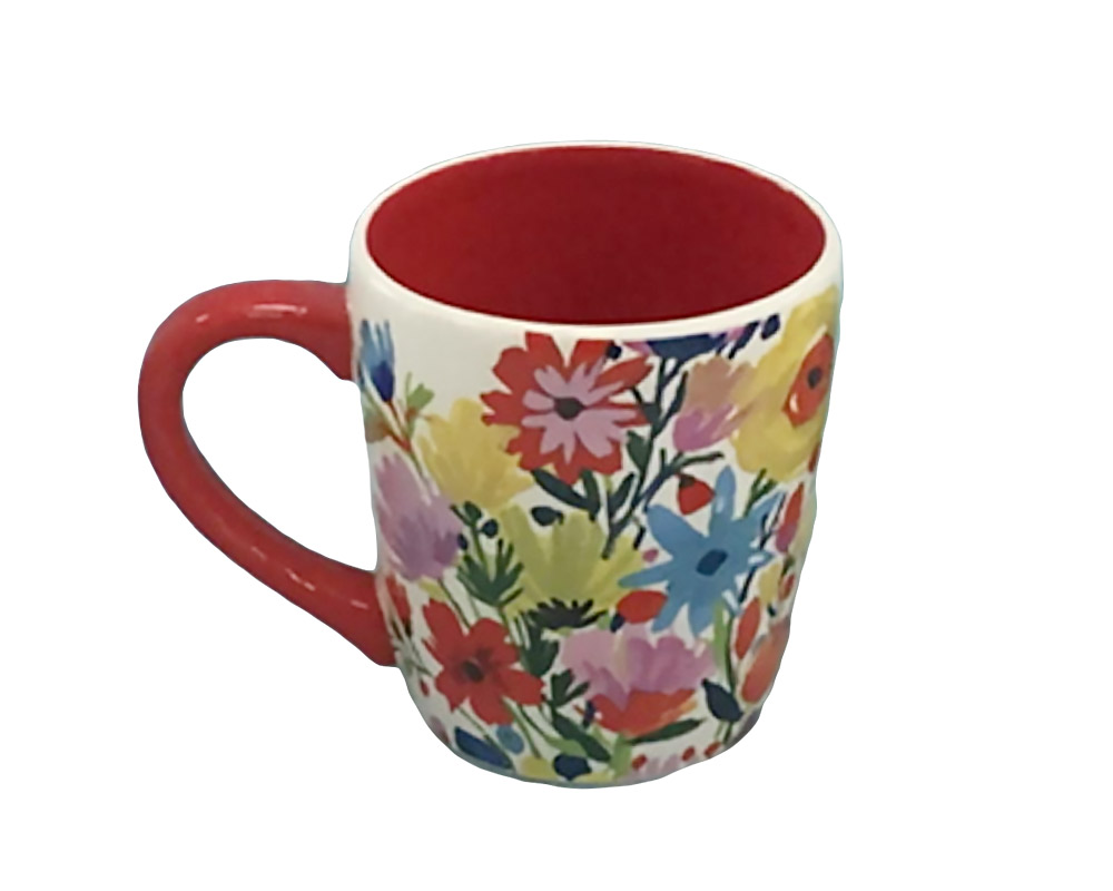 Tazza fiori rosso ceramica