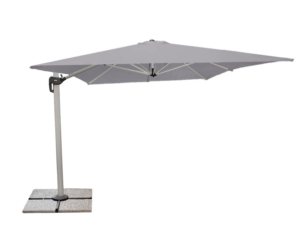 Ombrellone Braccio Laterale New Toile Grigio e Taupe 3x4m in Alluminio e Poliestere