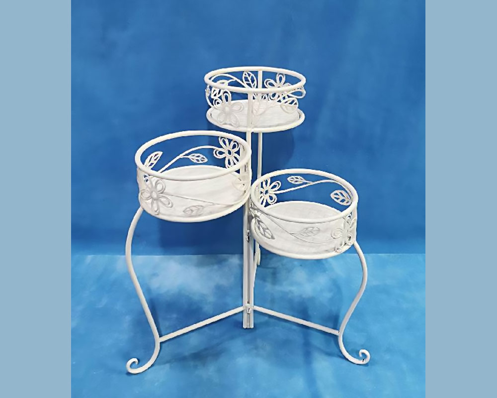 Portapiante tonda 3p bianco/metallo