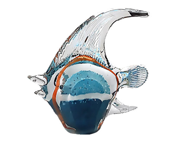 Figura pesce 17x5x17 azzurro/arancio/blu vetro