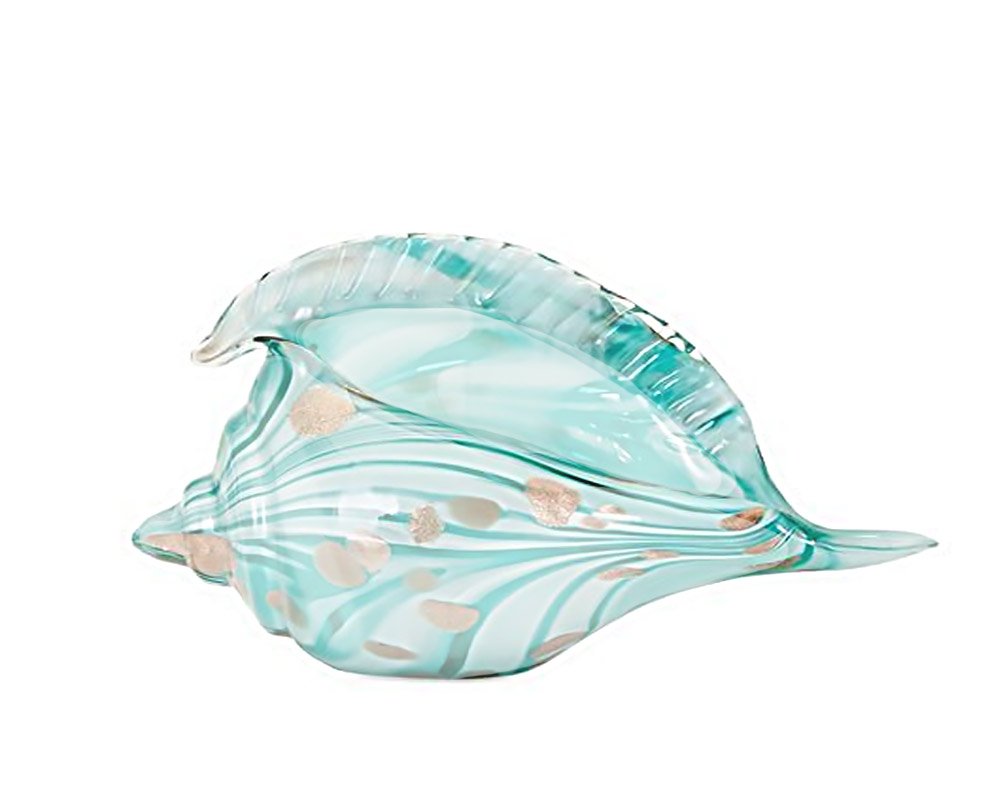 Figura Conchiglia Celeste 23x10x13cm in Vetro