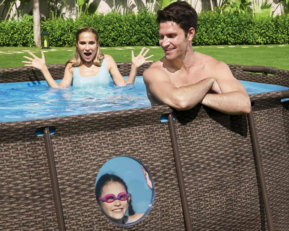 Piscina Ovale Power Steel 427x250cm con Oblò Effetto Rattan in PVC - immagine 5