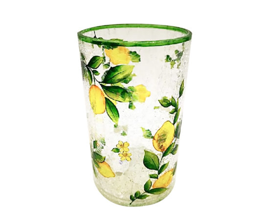 Porta tealight ornamento limoni crackle