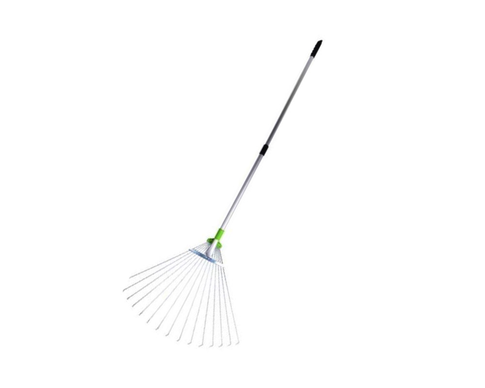Rastrello a Ventaglio Regolabile con Manico Telescopico in Alluminio e Acciaio