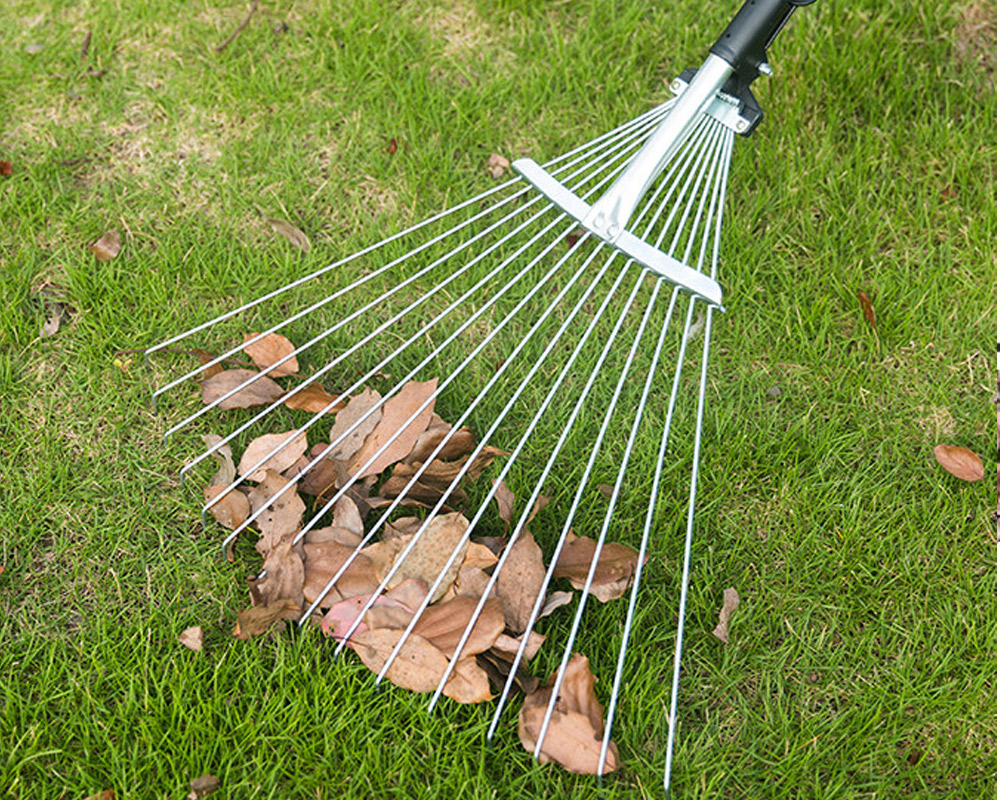 Rastrello a Ventaglio Regolabile con Manico Telescopico in Alluminio e Acciaio - immagine 3