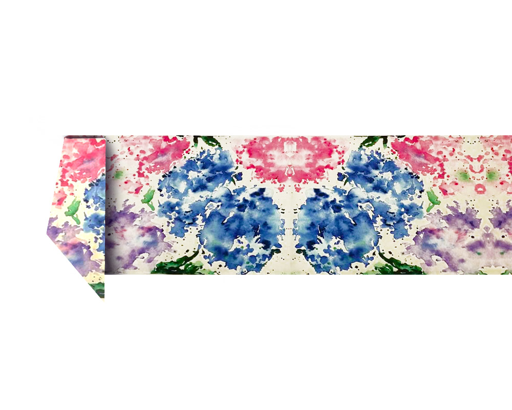 Runner Hydrangea Acquarello 45x140 in Poliestere