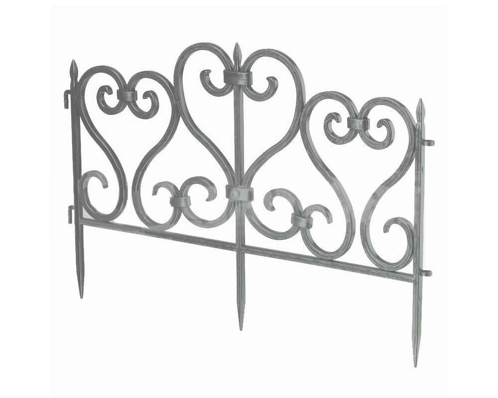 Set 3 Pz Recinzione Effetto Metallo Grigio in Plastica