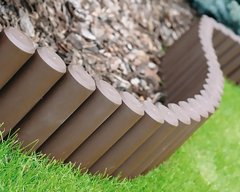 Set 8 Pz Bordatura per Aiuole Bassa Effetto Paletto di Legno in Plastica - immagine 2