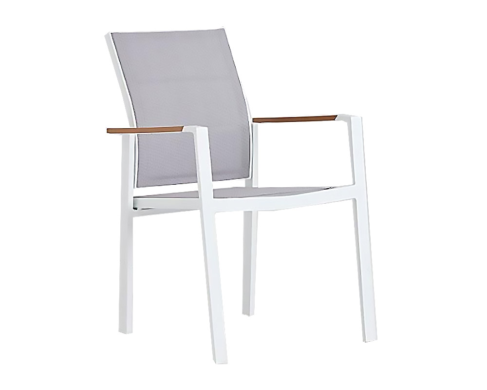 Sedia Daniel c-br polywood/alluminio/textilene bianca/grigia