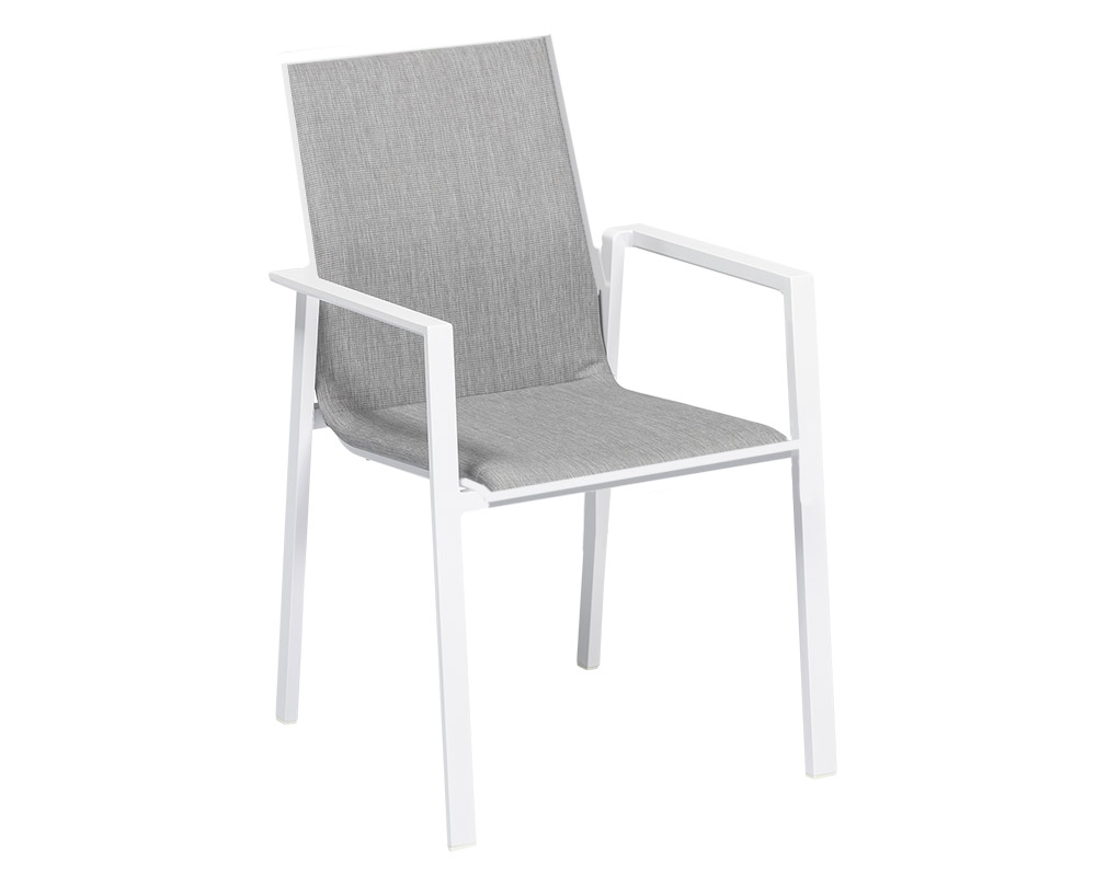 Poltrona Fusion Bianca e Grigia in Alluminio e Textilene