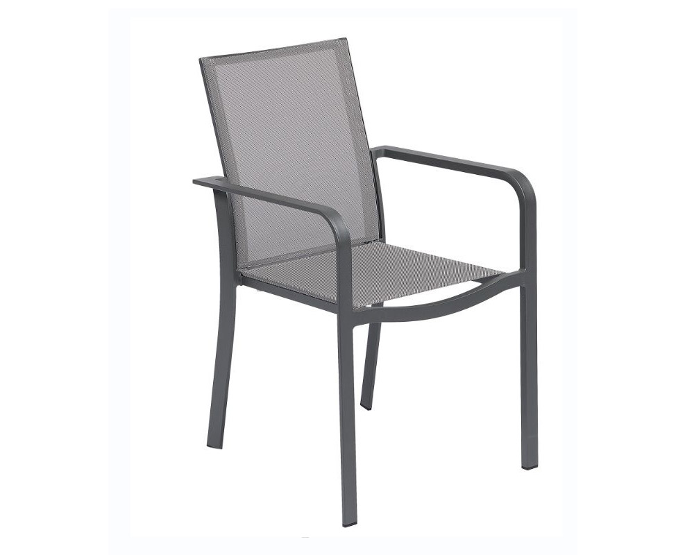 Poltrona New Croisette in alluminio/textilene antracite/grigio